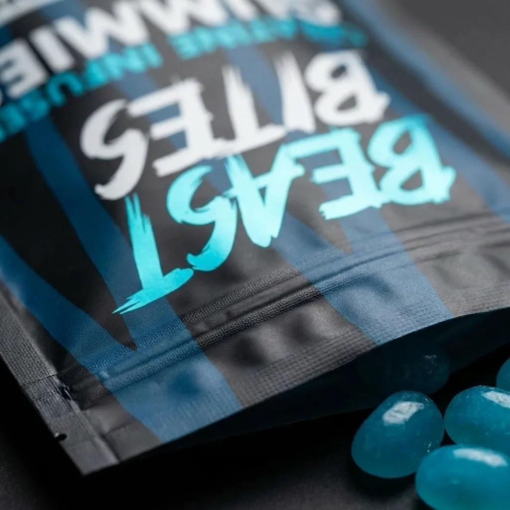 Beast Bites Creatina en Gomitas – 5g por Porción | Sin Azúcar, Veganas, Sabor Blue Raspberry – 30 Porciones